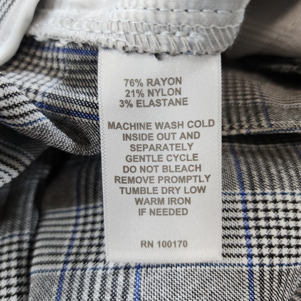 Adrienne Vittadini Gray Plaid Straight Leg Slack Office Workwear Pants Size 14 - Picture 8 of 14